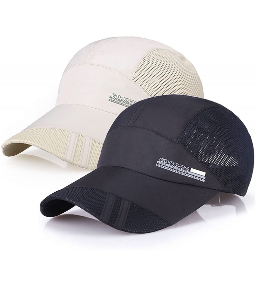 Baseball Caps New UV Quick-Drying Waterproof Baseball Cap Outdoor Lightweight UV Protection Hats - Blak+beige - CD18EWSTZHG