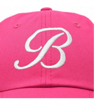Baseball Caps Initial Hat Letter B Womens Baseball Cap Monogram Cursive Embroidered - Hot Pink - C218TSNQWDN