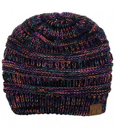 Skullies & Beanies Cable Knit Beanie Messy Bun Ponytail Warm Chunky Hat - Peach - CV18Y6GROXK