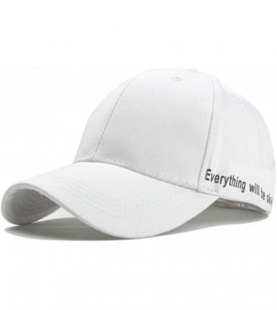 Baseball Caps Leisure Solid Color Letters Printed Adjustable Cotton Baseball Cap Sports Hat - White - CQ18DII0KZ2