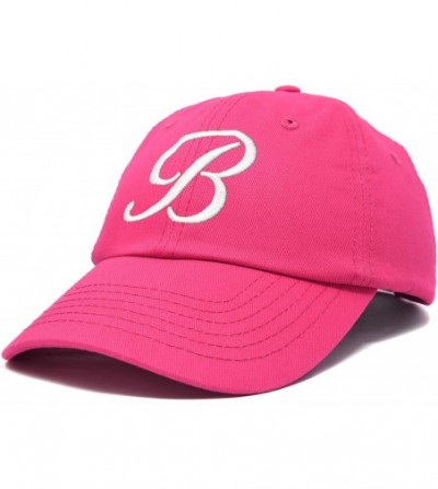Baseball Caps Initial Hat Letter B Womens Baseball Cap Monogram Cursive Embroidered - Hot Pink - C218TSNQWDN