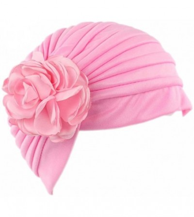 Skullies & Beanies Women Muslim Solid Flowers Cancer Chemo Hat Fashion Indian Stretch Turban Headbands Hair Loss Wrap Cap (Pi...