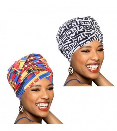 Headbands Easy Wearing African Head Wrap-Long Scarf Turban Shawl Hair Bohemian Headwrap - M-2PCS-6 - C8196EKUYTL