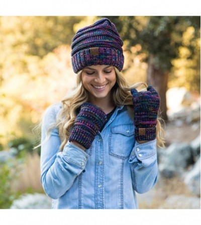 Skullies & Beanies Exclusives Oversized Slouchy Beanie Bundled with Matching Lined Touchscreen Glove - Purple - CQ193ENR27W
