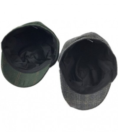 Newsboy Caps Womens Woolen Tweed Ivy British Newsboy Cabbie Gatsby Beret Painter Hat Cap - Green - CJ186R7OEDQ