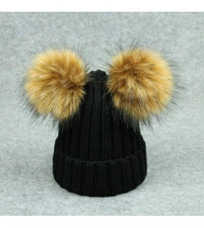 Skullies & Beanies Winter Beanie Knit Hat Warm Pompom Ball Skull Cap BeanieTail for Women - 1 Black - CJ18KLRYW8I
