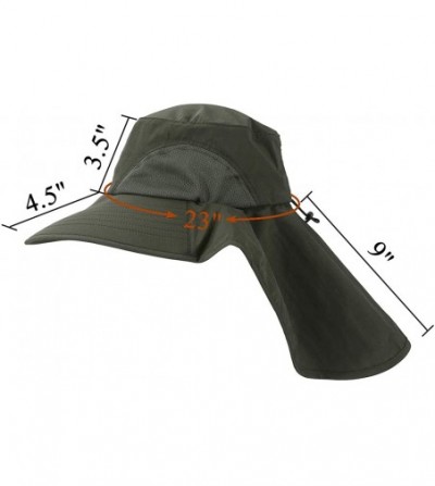 Sun Hats Unisex Wide Brim Safari Hat UV Protection Outdoor Sun Hat Fishing Hat with Neck Flap Cover - Army Green - CB18S58LWZA
