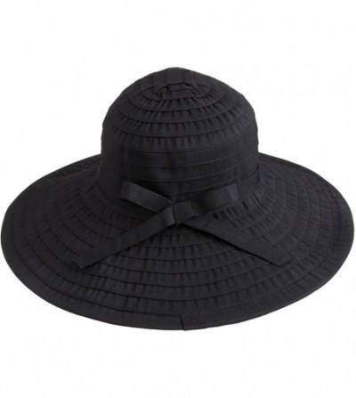 Sun Hats Women's Ribbon Large Brim Hat - Black - CK1143BNX4T