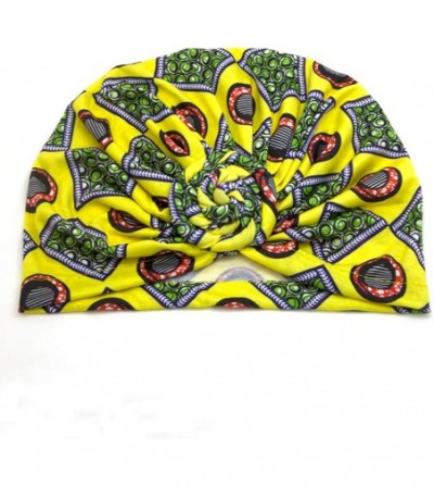 Skullies & Beanies African Turbans for Women Headwrap Hair Bonnet Beanie for Black Women Sleeping Hair Loss Hat - Blackyellow...
