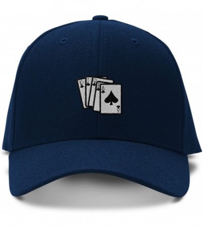 Baseball Caps Bridge Hand Poker Card Game Embroidery Adjustable Structured Baseball Hat Navy - CP185C5RKXR