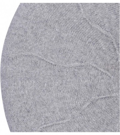 Berets French Beret hat- Reversible Solid Color Cashmere Knit Warm Beret Cap for Womens Girls - Lightning Grey - C418WDR9X9D