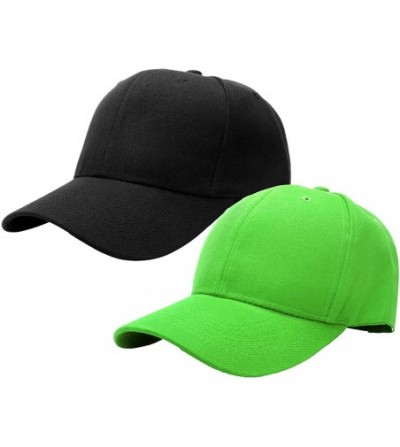 Baseball Caps 2pcs Baseball Cap for Men Women Adjustable Size Perfect for Outdoor Activities - Black/Light Green - CH195CU7WWC