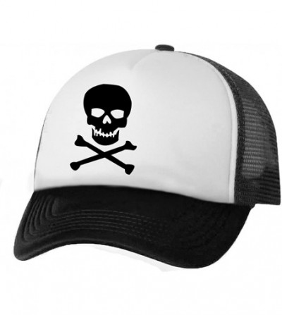 Baseball Caps Skull and Cross Bones Truckers Mesh Snapback hat - White/Black - CB11NKH3FX1