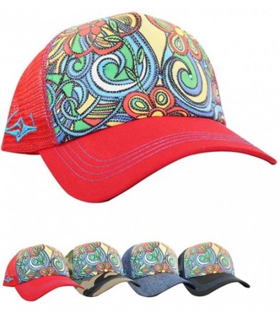 Baseball Caps Trucker Hats for Women - Snapback Woman Caps in Lively Colors - Aloha Bus - Red - CK18Y92H03G