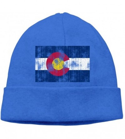 Skullies & Beanies Beanie Hat Knit Caps Winter Warm Funny Old Colorado Flag Unisex - Royalblue - C918IZRIEQD