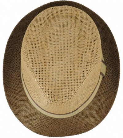Fedoras Fedora Straw Hat for Mens Women Sun Beach Derby Panama Summer Hats w Brim Black to White - Tan Tan - CP184XLOL0G