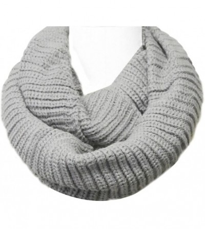 Skullies & Beanies Winter Warm Knitted Infinity Scarf and Beanie Hat - Light Gray - C312FLPTEX9
