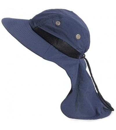 Sun Hats UV Protection Outdoor Sun Hat Safari Fishing Hat with Neck Flap Ear Cover Wide Brim Sun Cap - Dark Blue - CJ12NFE51X3