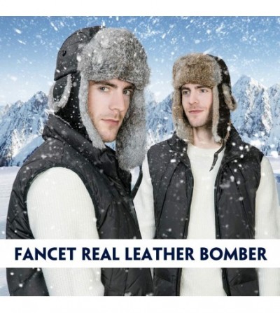 Bomber Hats 100% Rabbit Fur Winter Bomber Trapper Ushanka Russian Mask Hat Earflaps Hunting Waterproof Cap 55-61cm - CZ18Z702NMU