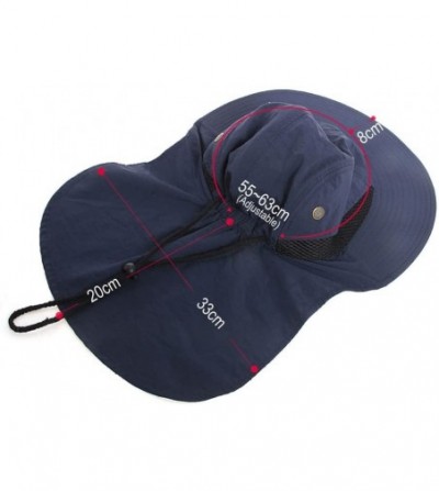Sun Hats UV Protection Outdoor Sun Hat Safari Fishing Hat with Neck Flap Ear Cover Wide Brim Sun Cap - Dark Blue - CJ12NFE51X3