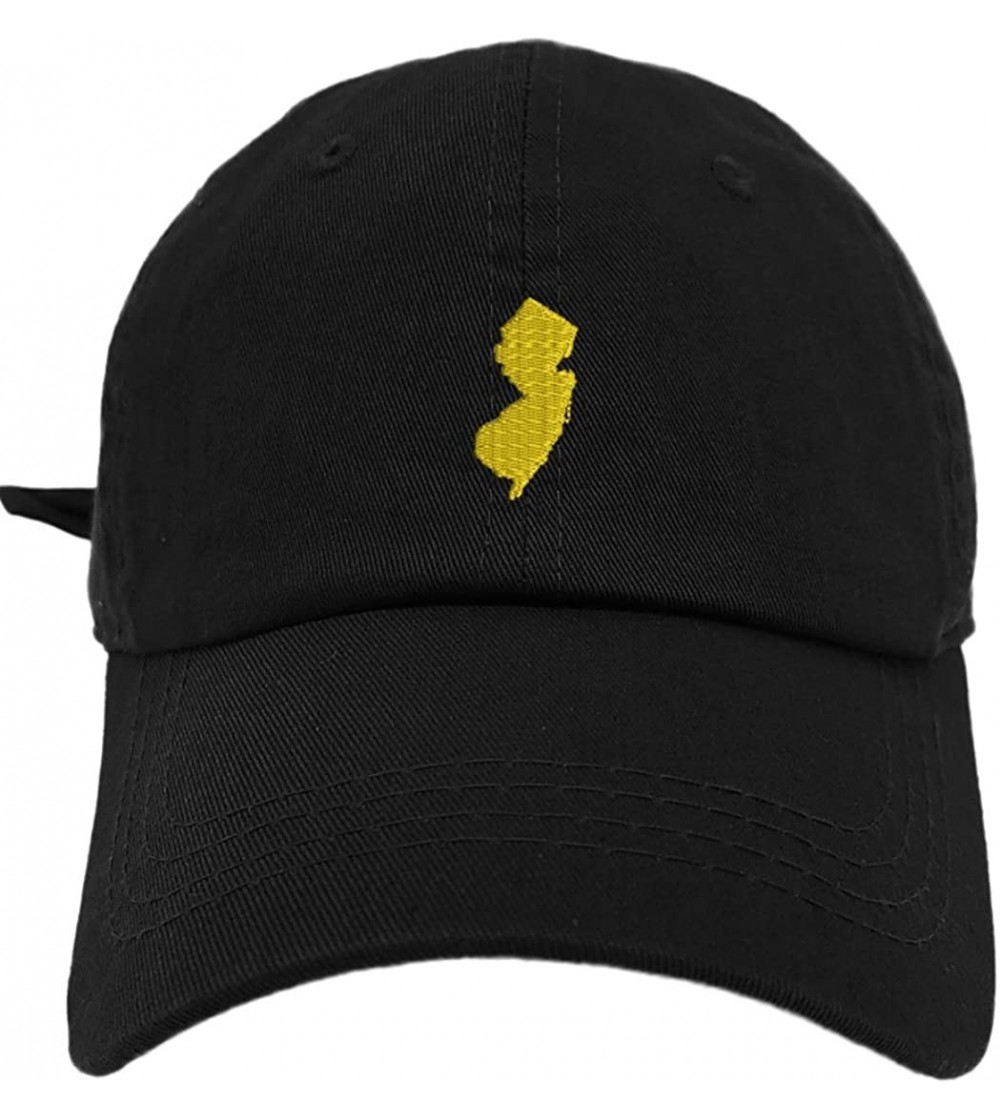 Baseball Caps New Jersey Map Style Dad Hat Washed Cotton Polo Baseball Cap - Black - CB1889XUKI6