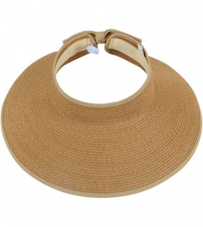 Sun Hats Women's Sun Protective Foldable Travel Straw Visor Hat - Natural - CZ18E3ZYYTE