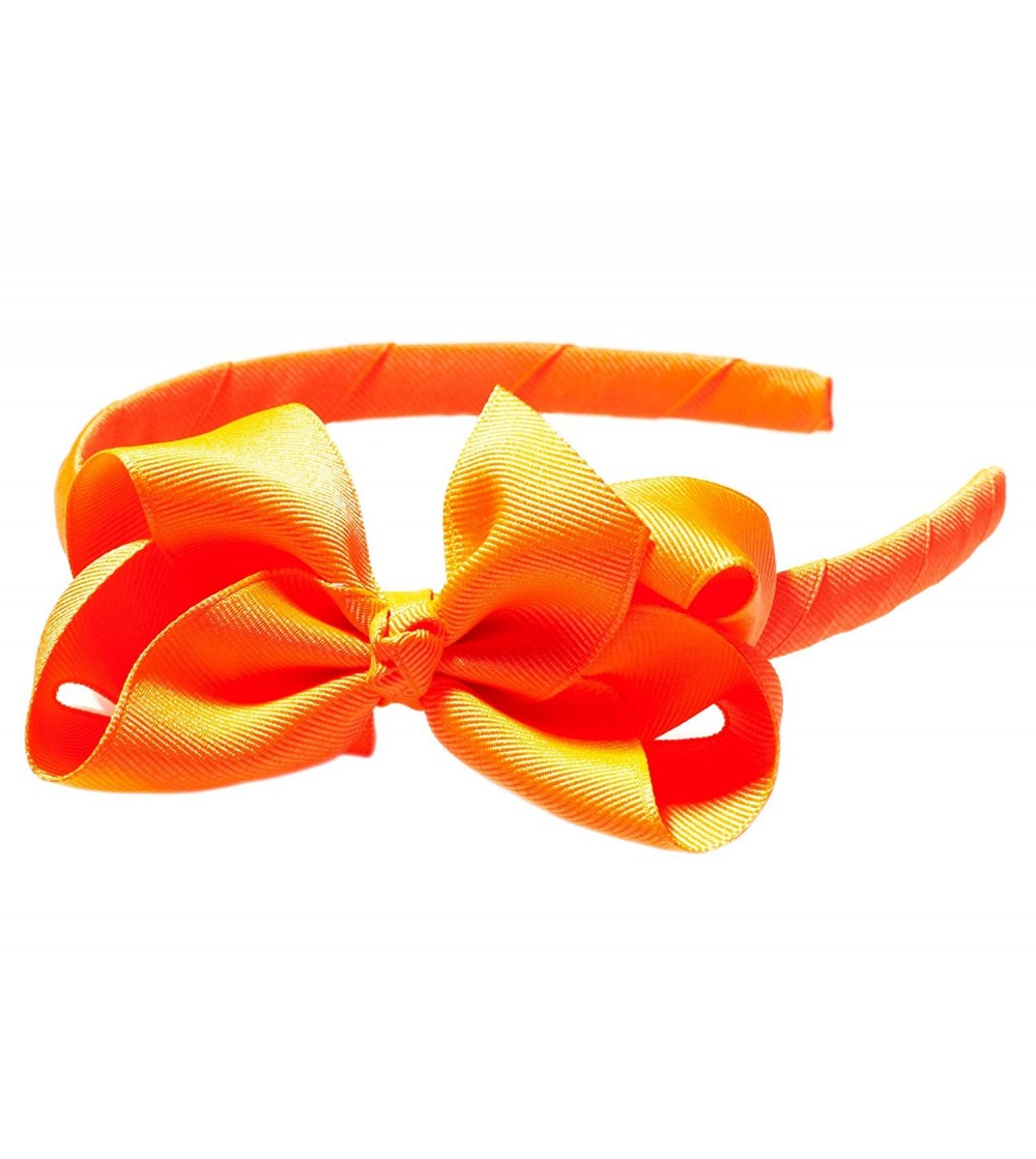 Headbands Girls"Lila" Grosgrain Bow Headband O/S Neon Orange - Neon Orange - C611WGEZSCF