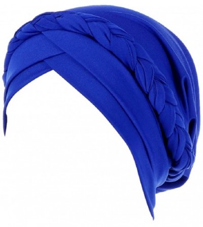 Skullies & Beanies Beanie Scarf Braid Beading Braid India Hats Cancer Chemo Beanie Turban Warm Wrap Cap - Blue - CY18S49Y835