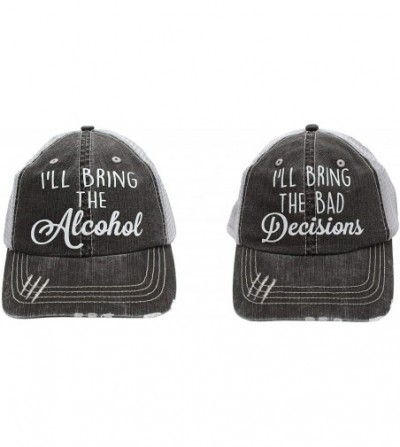 Baseball Caps I'll Bring The alochol and Bad Decisions (Set of 2pcs) Women's Trucker Hats Caps - Black/Grey - C818M7OAT6Q