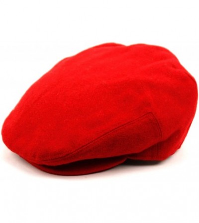 Newsboy Caps Men's Herringbone Wool Tweed Newsboy Ivy Cabbie Driving Hat - Red - CB1865M2A30