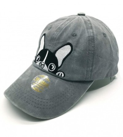 Baseball Caps Men's Embroidered Boston Terriers Baseball Cap Adjustable Vintage Dad Hat - Grey - C818S7CXT7L