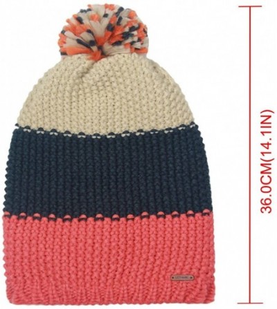 Skullies & Beanies Pom Pom Slouchy Beanie-Winter Mix Knit Ski Cap Skull Hat for Women & Men - Beige - CA186HKR5E9