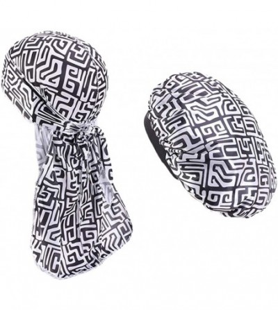 Skullies & Beanies Silky Durags Pack for Men Women Waves Satin Hair Bonnet Sleeping Hat Holographic Do Rags Set - E 1 - C5196...