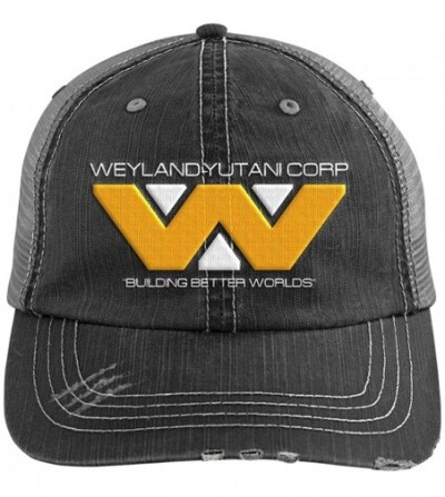 Baseball Caps Weyland Yutani Corp Embroidered Distressed Trucker Cap USCSS Nostromo Hat Aliens Inspired - Black - CO18T7896UO