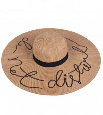Sun Hats Embroidery Lettering Floppy hat - Khaki 1 - CX183D9YGNX