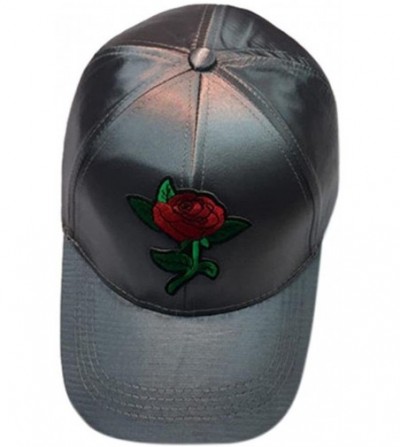 Baseball Caps Caps- Unisex Fashion Rose Embroidery Baseball Cap Adjustable Hip Hop Rose Hat - Gray - CX182YO4Q8M