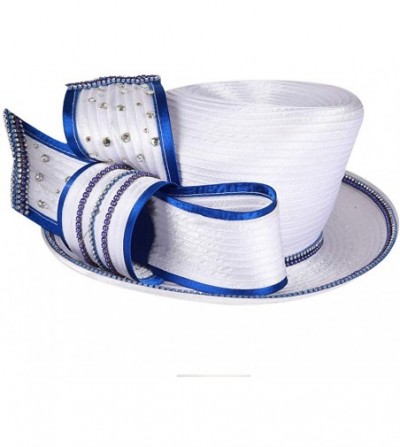 Bucket Hats Women Hats for Church Kentucky Derby Dress Wedding Party Bucket Hat - White Blue - C018U4LD58O