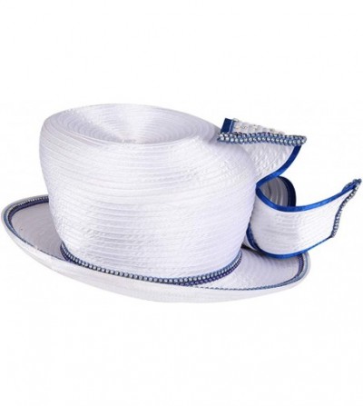 Bucket Hats Women Hats for Church Kentucky Derby Dress Wedding Party Bucket Hat - White Blue - C018U4LD58O