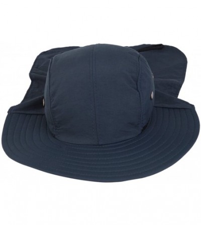Sun Hats Cotton Foldable Lightweight Outdoor Fishing Hunting Safari Sun Hat w/Back Flap - Navy - C8126QTBGMB
