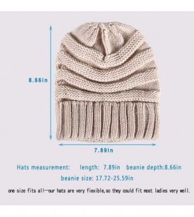 Skullies & Beanies Womens Slouchy Winter Knit Beanie Hats Warm Chunky Ski Cap Soft Skull Knit Cap for Women - ③beige - C418A8...
