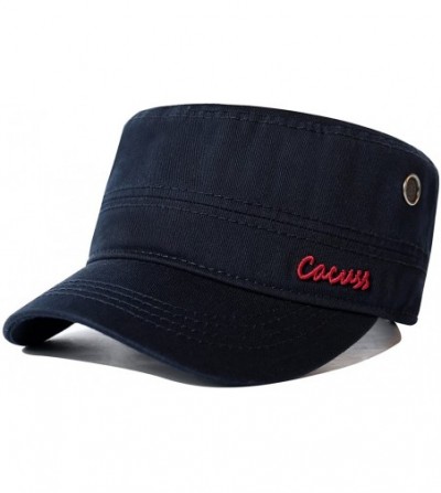 Baseball Caps Men's Cotton Army Cap Cadet Hat Military Flat Top Adjustable Baseball Cap - P0064_navywine - C218E2L09Q8