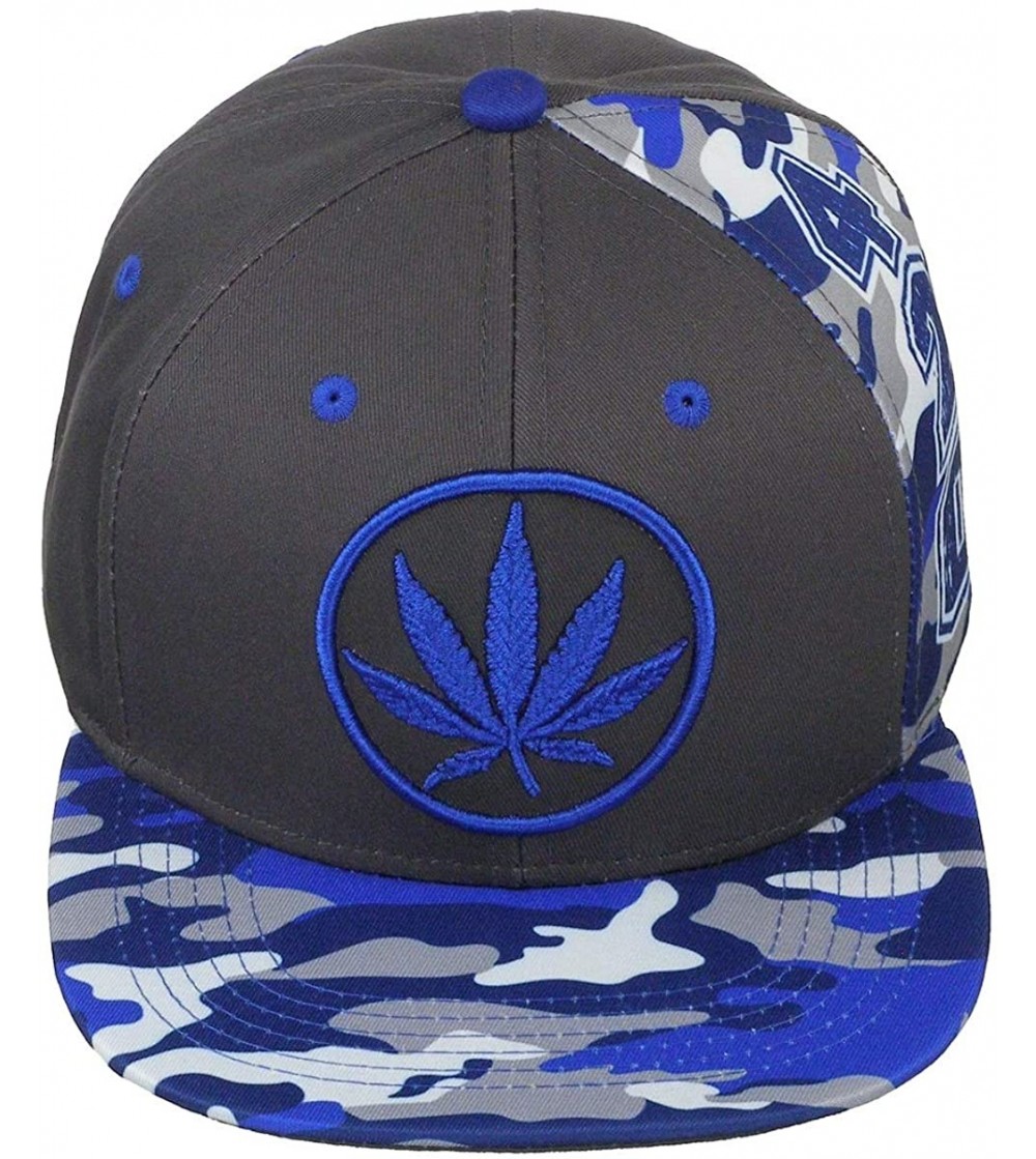 Baseball Caps High Definition Cotton Hemp Marijuana Embroidered Camo Baseball Cap - Royal Blue - C518S236LWC