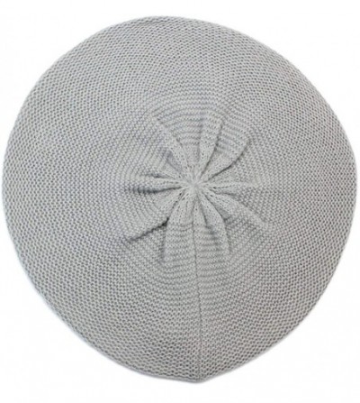 Berets JTL Beret Beanie Hat for Women Fashion Light Weight Knit Solid Color - Plain Gray - CU18Q0T03HQ