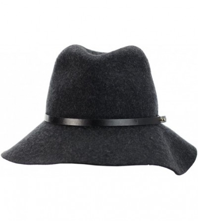 Bucket Hats Exclusive Women's Push Pin Band Wool Flop Brim Fedora Hat - Gray - C81274IMPY1