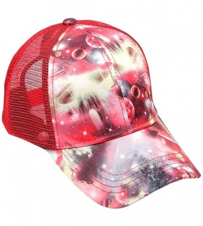 Baseball Caps Galaxy Print Baseball Caps Adjustable Wide Brim Breathable Mesh Hip-Pop Hats for Men Women - Red - CW17WUT0ZIA
