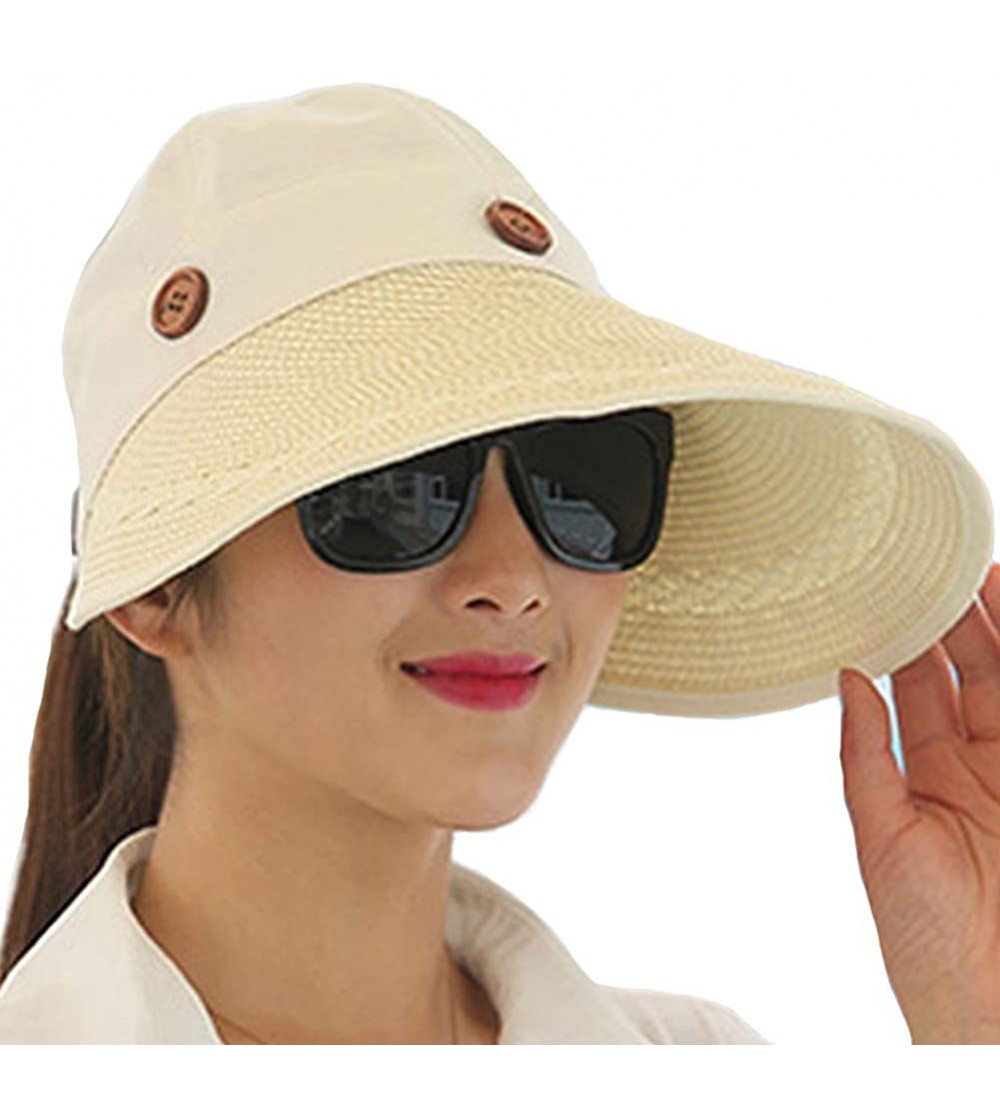 Sun Hats Women's Summer Beach Travelling Sun Hat UV Wide Brim Visor Caps - White - C912IKQNNZV
