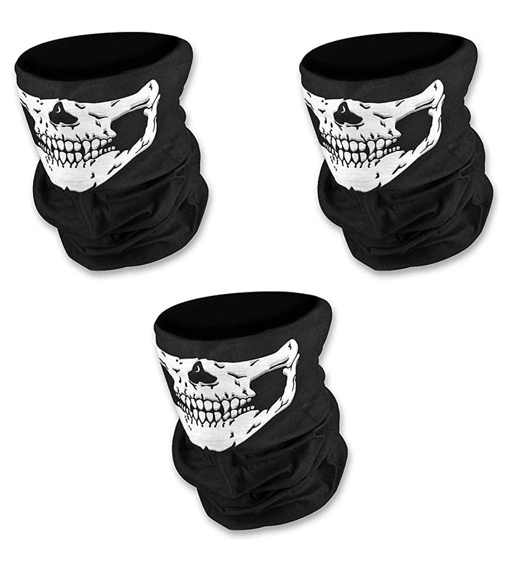 Balaclavas 3 Pack Unisex Seamless Half Face Mask Bandana Neck Gaiter Tube Scarf Headwear- for Women & Men - Half Skull - C319...