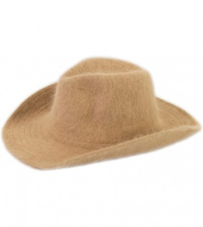 Cowboy Hats Cute Furry Winter Fashion Cowgirl Hat- Shapeable Angora Cowboy Hats for Women - Tan - CG18XKKIOWN