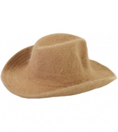 Cowboy Hats Cute Furry Winter Fashion Cowgirl Hat- Shapeable Angora Cowboy Hats for Women - Tan - CG18XKKIOWN