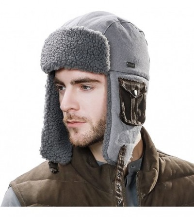 Skullies & Beanies Cotton Trapper Hat Faux Fur Earflaps Hunting Hat Warm Pillow Lining Unisex - 89096_grey - CC187D0ST6I